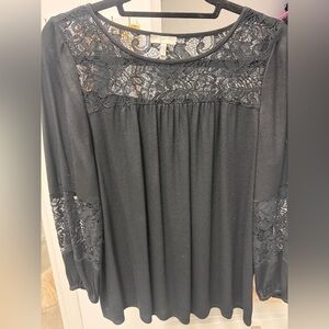 Joie Black Lace Long Sleeve Blouse